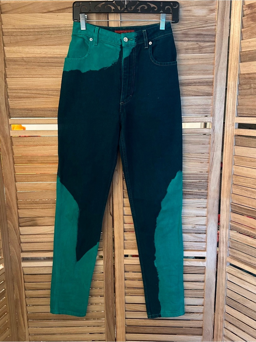 ECKHAUS LATTA blue green straight leg pants size 26 - Picture 2 of 5